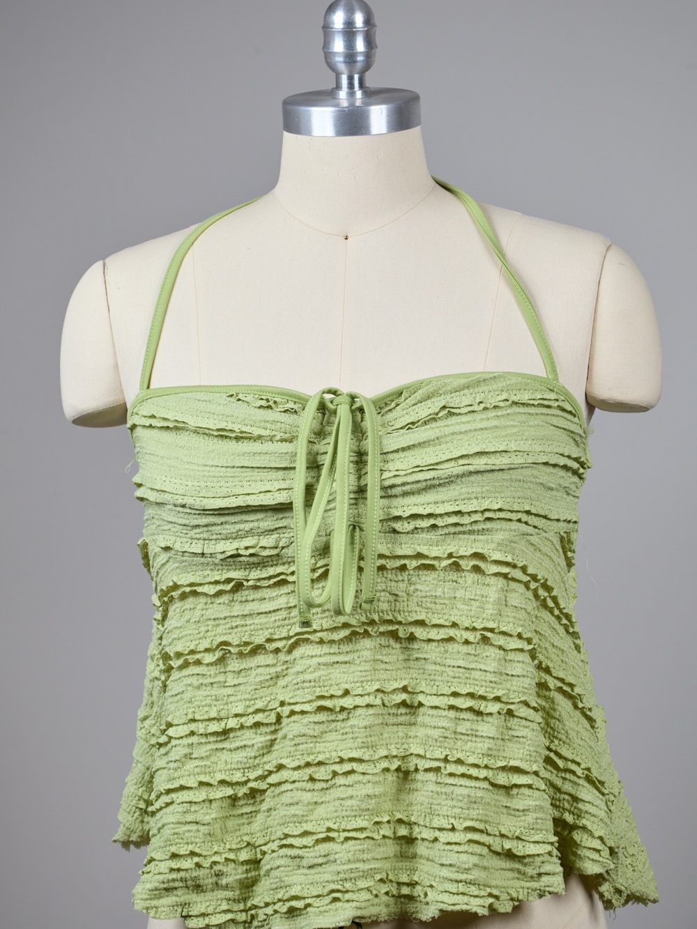 Light Green Ruffled Halter Tank Top